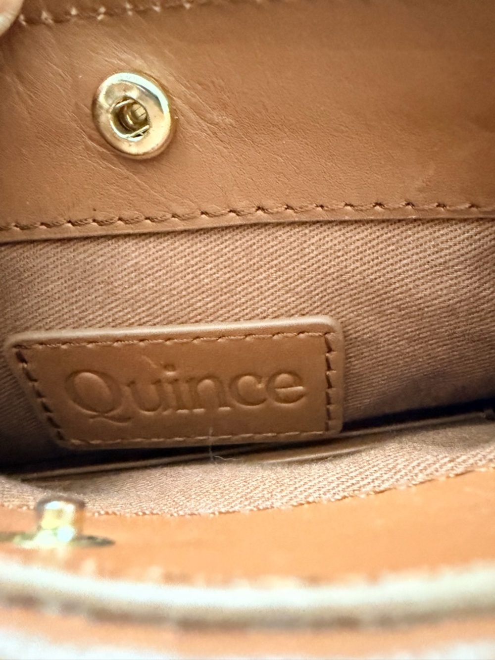 QUINCE Woven Italian Leather Crossbody Phone Bag - Tan - Picture 3 of 6